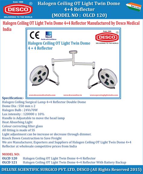 Ceiling OT Light Twin Dome 4 + 4 Reflector - Manufacturer and Supplier
