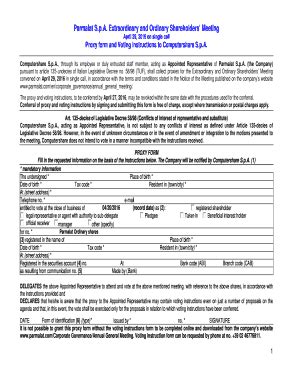 Proxy Form For Voting | pdfFiller