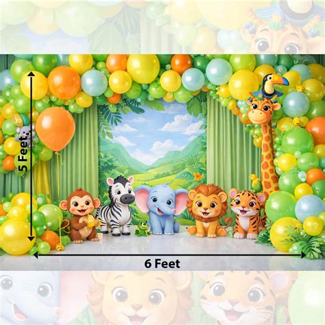 Cake Smash Backdrop in Cartoon Jungle theme – Bliss Backdrops