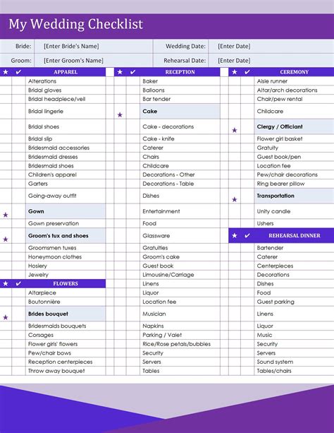 Wedding Checklist Microsoft Word Wedding Planning Checklist For Excel