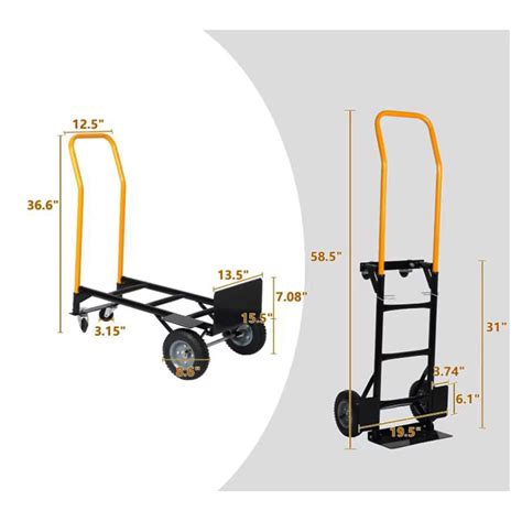 Buy Hand Truck Dual Purpose 2 Wheel Dolly Cart and 4 Wheel Push Cart ...