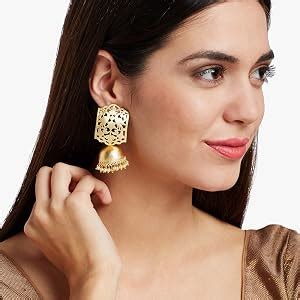 PANASH Woman's White Pearls Gold-Toned Dome shaped Trendy Jhumka ...
