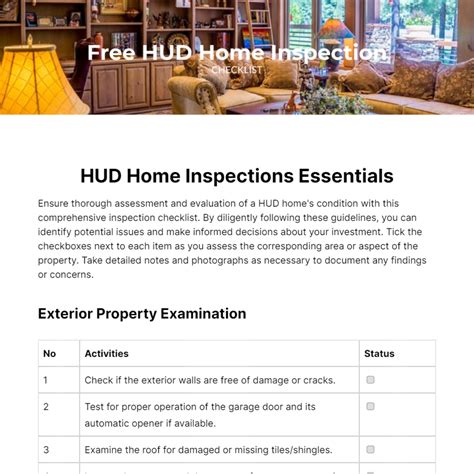 Free HUD Home Inspection Checklist Template to Edit Online