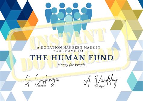 The Human Fund Printable Certificate - Editable Blank Worksheets – Free ...
