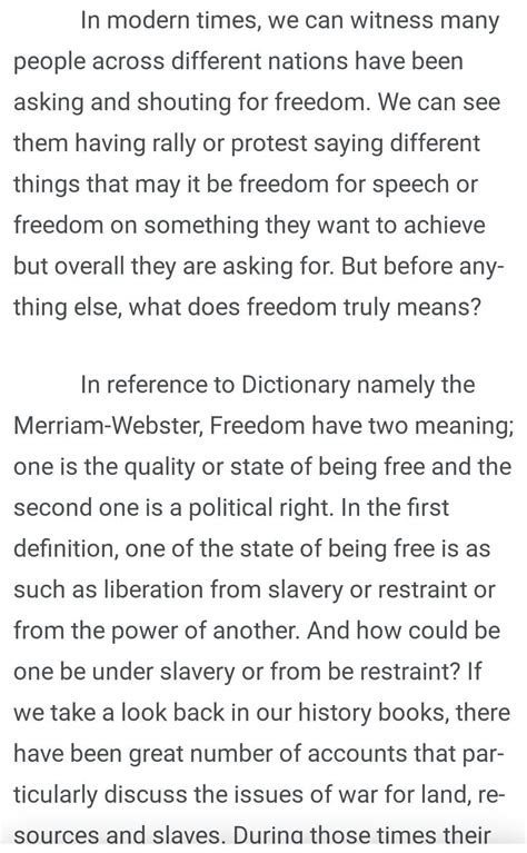 ESSAY WRITING ON (FREEDOM IS NOT FREE) 700-750 WORDS - Brainly.in
