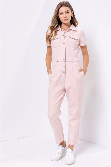 PINK DENIM JUMPSUIT – White Cherry Boutique