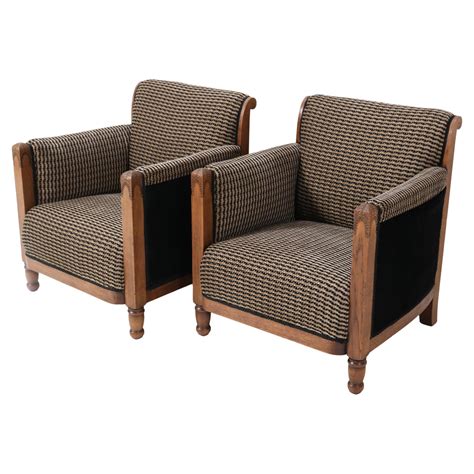 Two Oak Art Deco Amsterdamse School Lounge Chairs by Chris Bartels ...