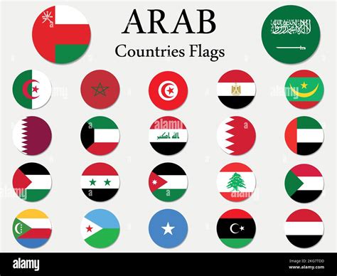 A set of round flags of the Arab League countries Stock Vector Image ...