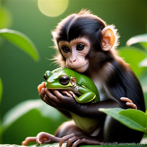Monkey's Embrace of Frog | Stable Diffusion Online
