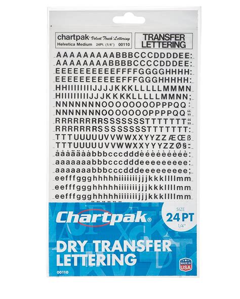 Chartpak Dry Transfer Letters and Numbers, 24PT Helvetica Font, 572 per ...