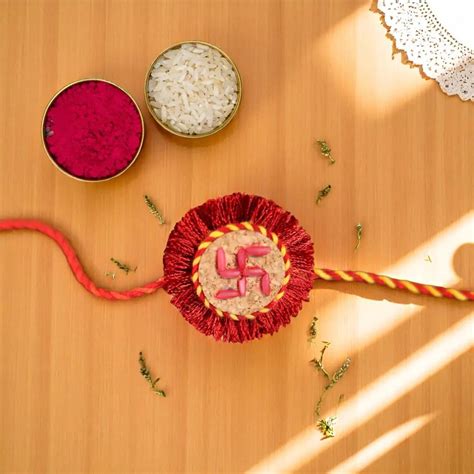 Buy Swastik Plantable Eco-Friendly Handmade Cork Rakhi With Roli Chawal ...