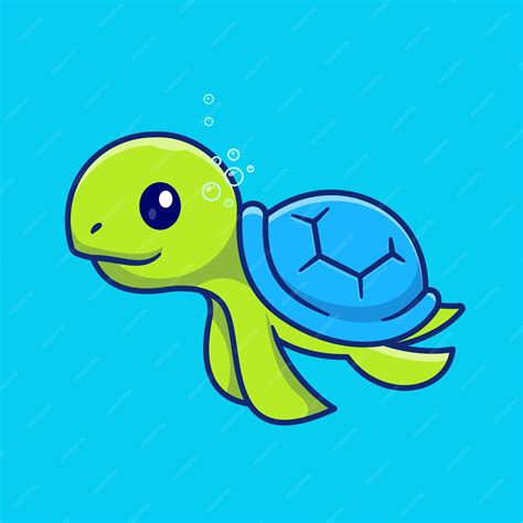 Cute Cartoon Baby Sea Turtle