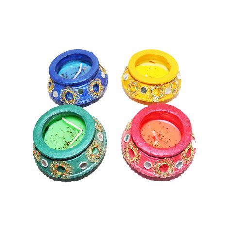 Buy MUREN 4 Matka Kalash Wax Candle Diya Deepak Special Reusable Diya ...