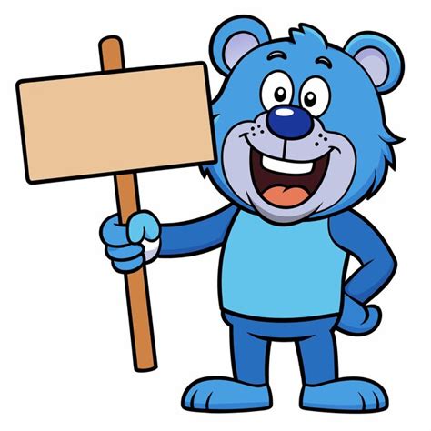 A cartoon bear holding a sign that says bear on it | Premium AI ...