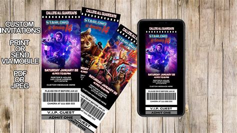 Guardians of the Galaxy Ticket Invitations, Guardians of the Galaxy ...