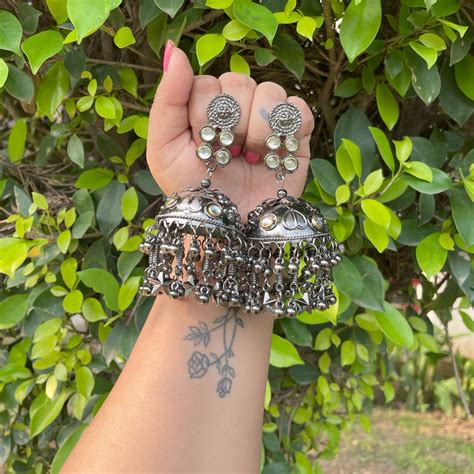 Black Polish Star Jhumkas | Jewels and Stones India
