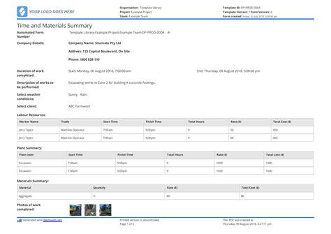 Time And Materials Contract Template Construction