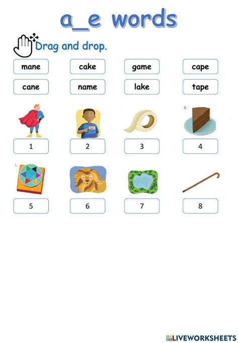 A-e Words Interactive Worksheet