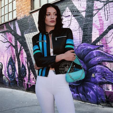 Womens Black - Metallic Stripes Motorcycle Racer Genuine Leather Jacke ...