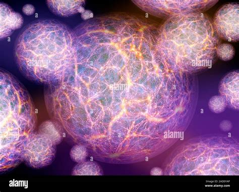 Bubble universes. Computer illustration of multiple 'bubble' universes ...