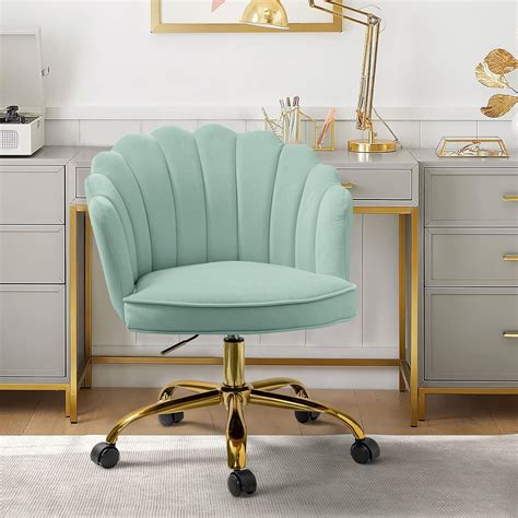 HULALA HOME Velvet Home Office Chair with Gold Base, India | Ubuy