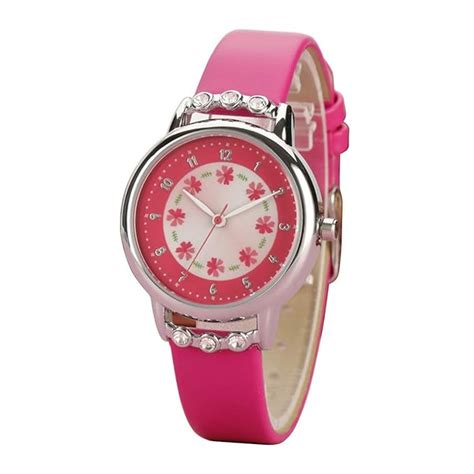 PASNEW Easy Use and Easy Reader Time Leather Band Watch for Girls (Rose ...