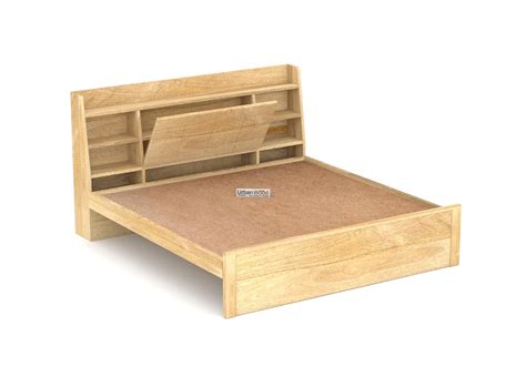 Buy Sheeba Without Storage Bed (Queen Size, Natural Finish) Online in ...