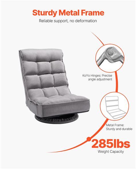 VEVOR Swivel Floor Gaming Chair, 360-Degree Rotating Floor Chair with 4 ...