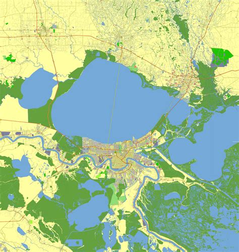 New Orleans Louisiana US vector map svg free – Maps in Vector: Detailed Street Maps Illustrator ...