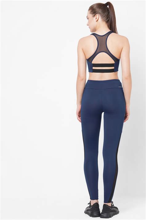 Navy Blue Go Train Mesh Panelled Activewear Set for Women – Laasa Sports