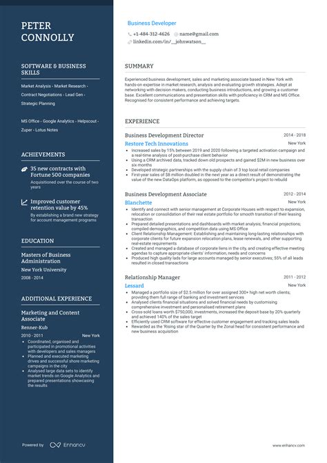 Business Development Resume Examples 的图像结果