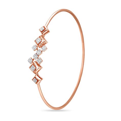 14KT Rose Gold Sparkling Geometric Diamond Bangle