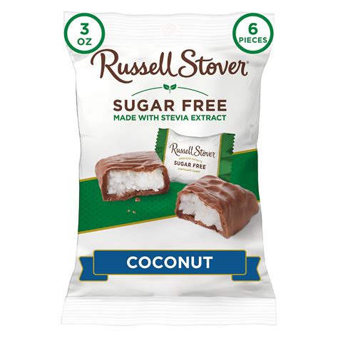 RUSSELL STOVER Sugar Free Coconut Chocolate Candy, 3 oz. bag (≈ 6 ...