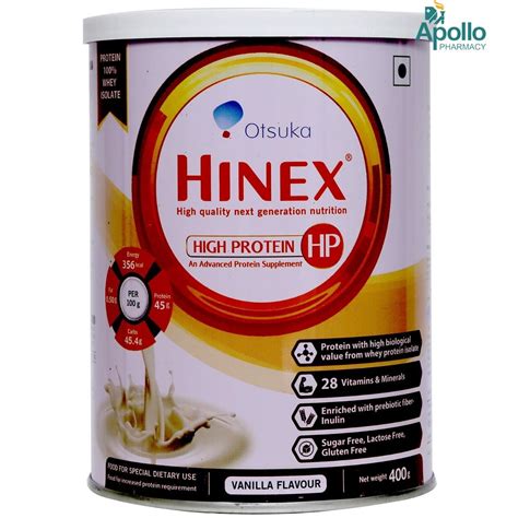 Hinex HP High Protein Vanilla Powder 400 gm Price, Uses, Side Effects ...