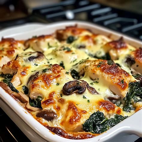 Chicken Spinach and Mushroom Low Carb Oven Dish