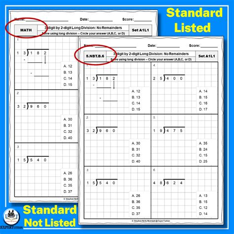 2 Digit Divisors Long Division for Grade 5 Worksheets Bundle - ExperTuition