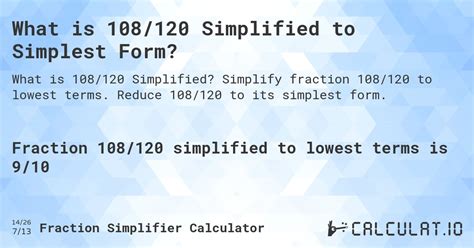 What is 108/120 Simplified to Simplest Form? - Calculatio