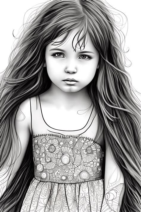 Beautiful Realistic Little Girl Coloring Pages · Creative Fabrica