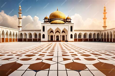 Premium Photo | Islamic place of worship with a mosque and minarets.