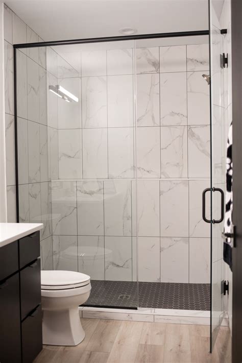 White And Black Shower Floor Tile