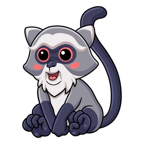 Desenho de macaco samango bonito sentado | Vetor Premium