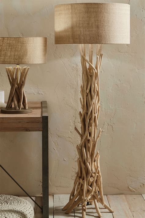 Derna driftwood floor lamp with natural jute shade by pacific natural ...