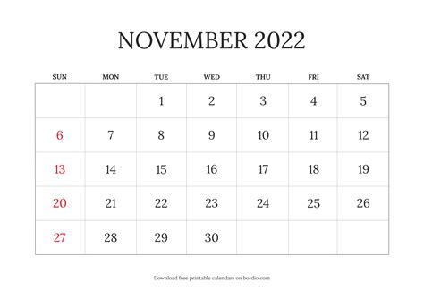Printable Calendar Pages November 2022 at Phyllis Fetter blog