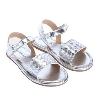 Hopscotch Girls PU Textured Open Toe Sandals in Silver Color For Ages ...