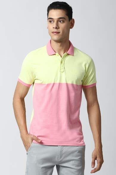 Buy Men Pink Print Polo Neck Collar T-shirt Online - 637209 | Peter England
