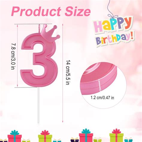 Buy 3 Inch Birthday Number Candle, 3D Number Candle with Crown Decor ...