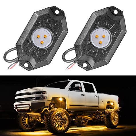 Rock Light Kits, OFFROADTOWN Amber LED Rock Lights Kits with 2 Pods ...
