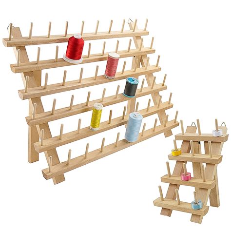 New brothread 60 Spools + 12 Spools Wooden Thread Rack/Thread Holder ...