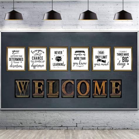 Buy Classroom Decorations, 13pcs Industrial Chic Motivational Bulletin ...