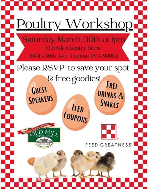 Poultry Workshop, Old Mill Country Store (Yakima), 30 March 2024 ...